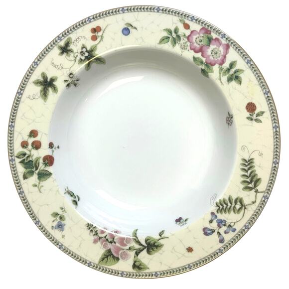 Wedgwood Vintage 1997 "Fleur" 9" Large Rim Soup/Pasta Bowls-Excellent-Set of 6 - Picture 1 of 9